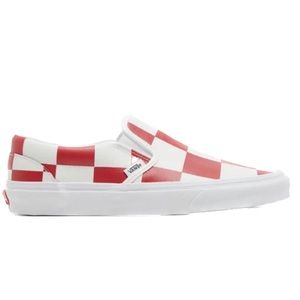 Vans Shoe Size M 11.5 W 13 True White Racing Red Checkerboard Classic Leather